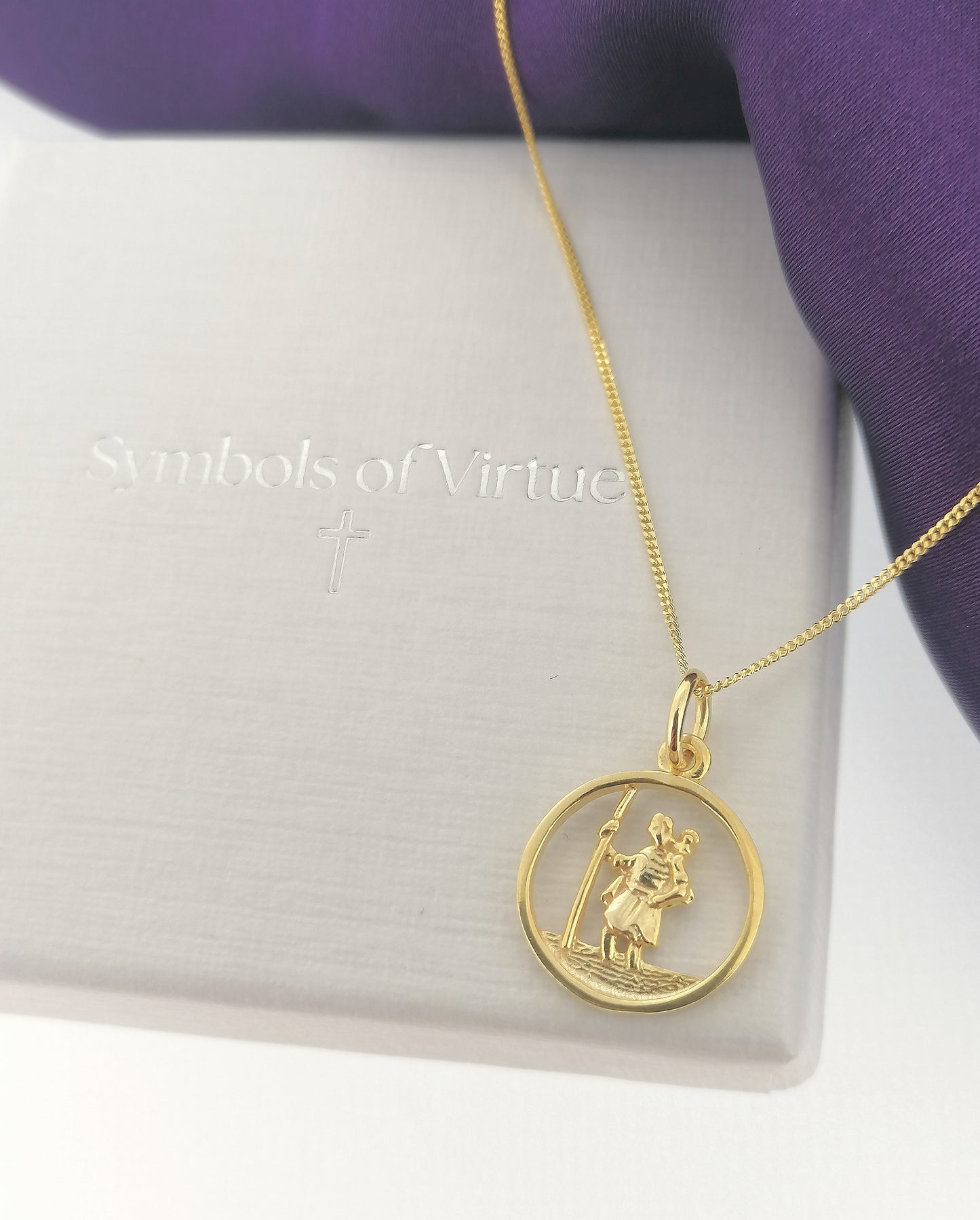 Saint Christopher Medal Round Pendant 9ct Yellow Gold