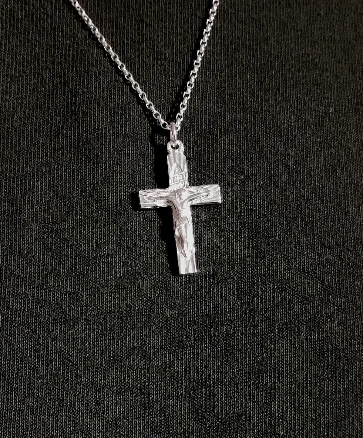 Sterling Silver Men's Jesus on the Cross Crucifix Pendant 