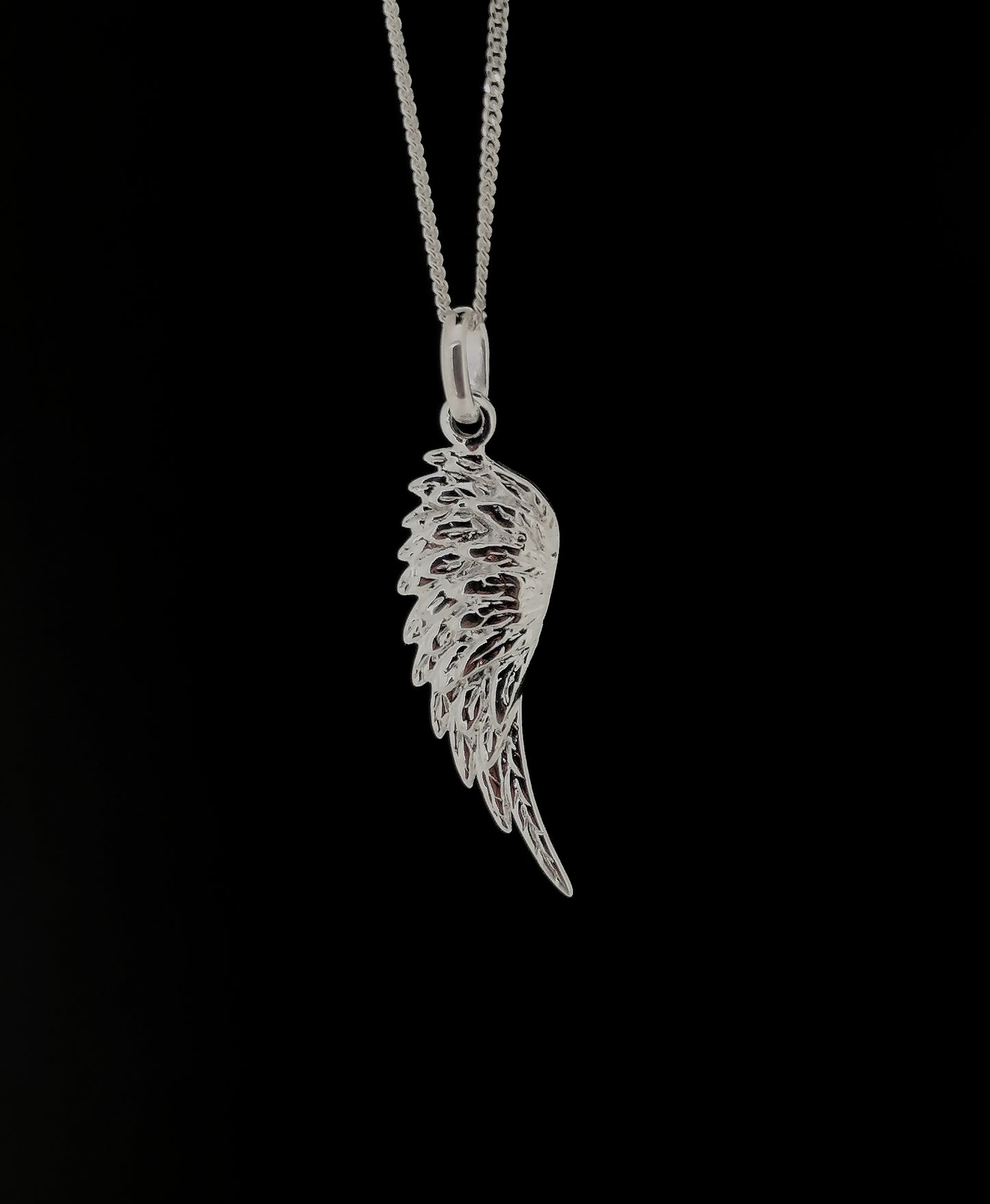 Mens Womens Guardian Angel Wing Pendant Necklace Sterling silver