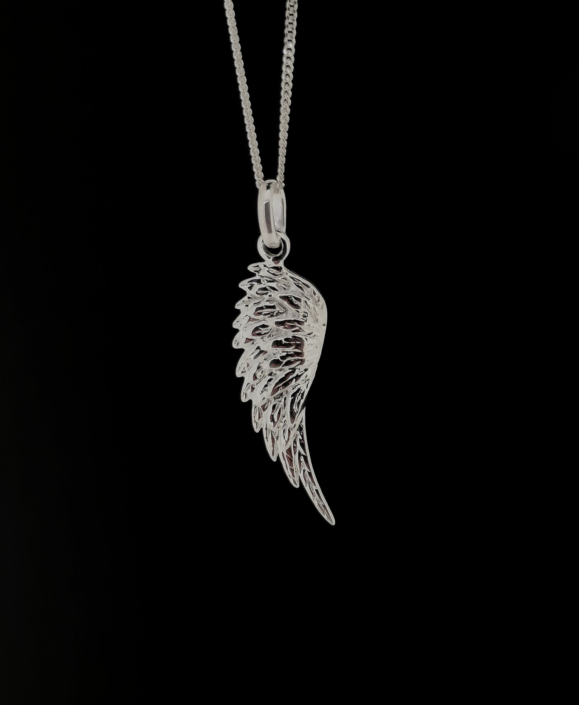 Mens Womens Guardian Angel Wing Pendant Necklace Sterling silver