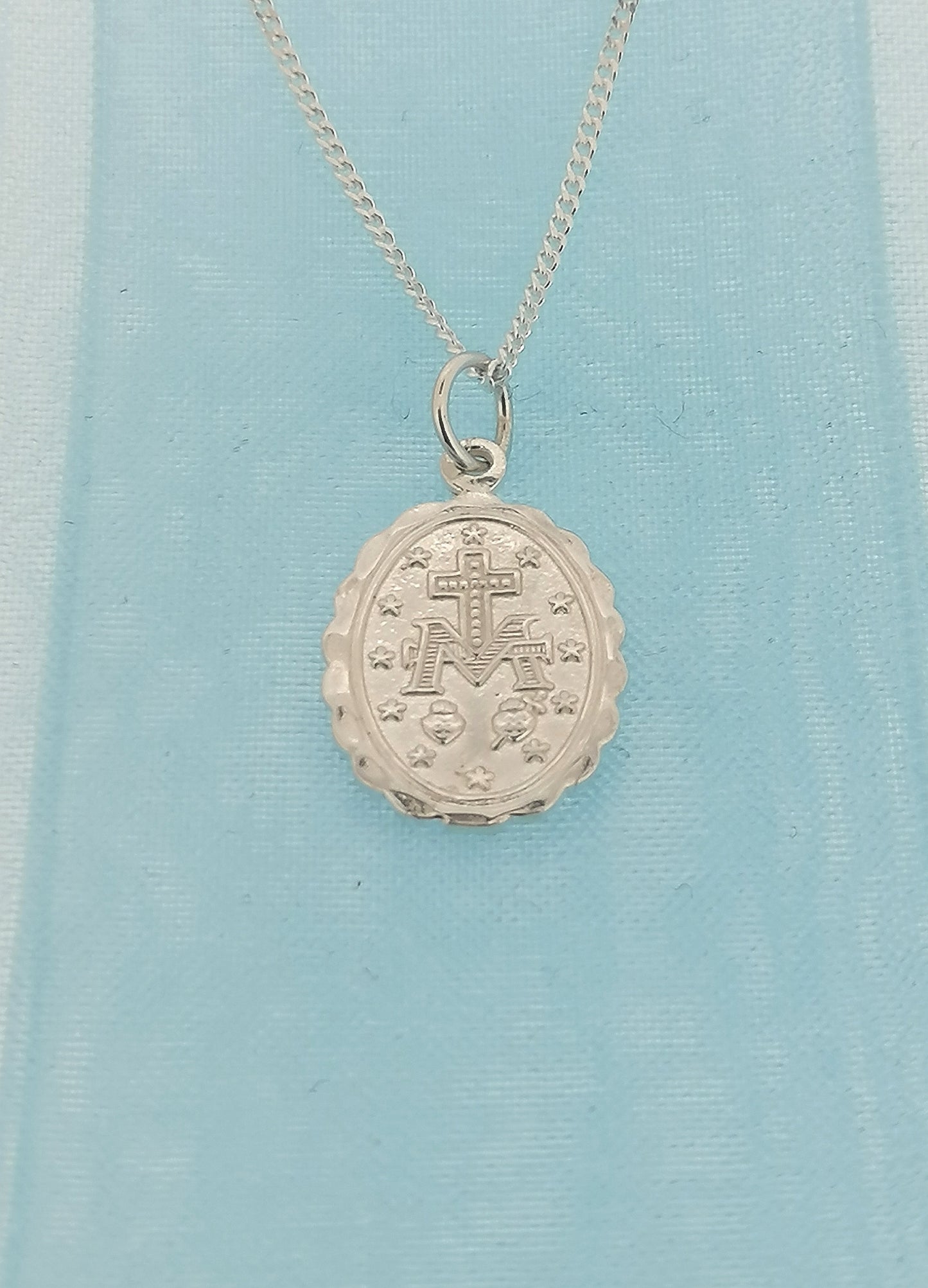 Miraculous Mary Medal Pendant Sterling Silver