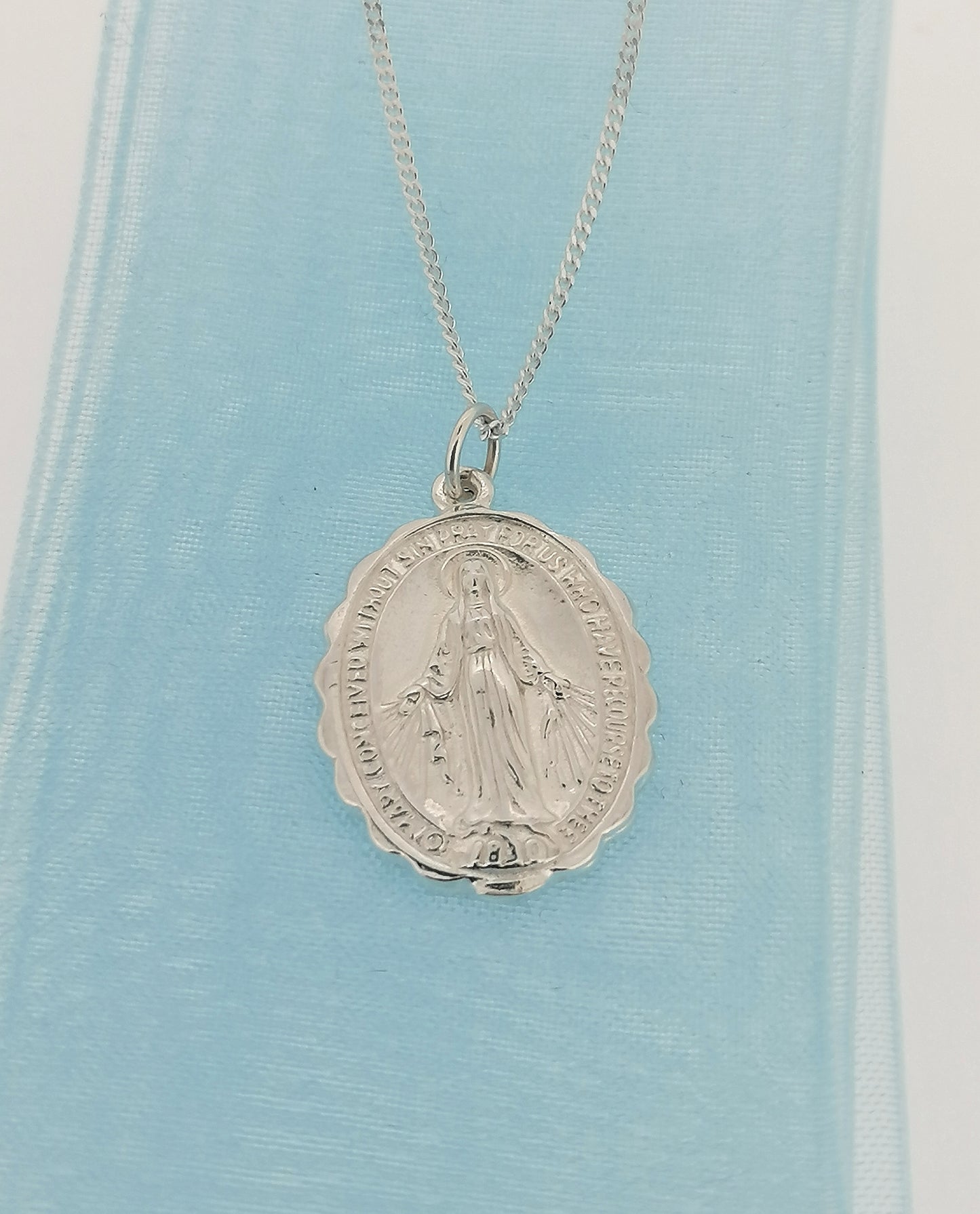 Miraculous Mary Medal Pendant Sterling Silver