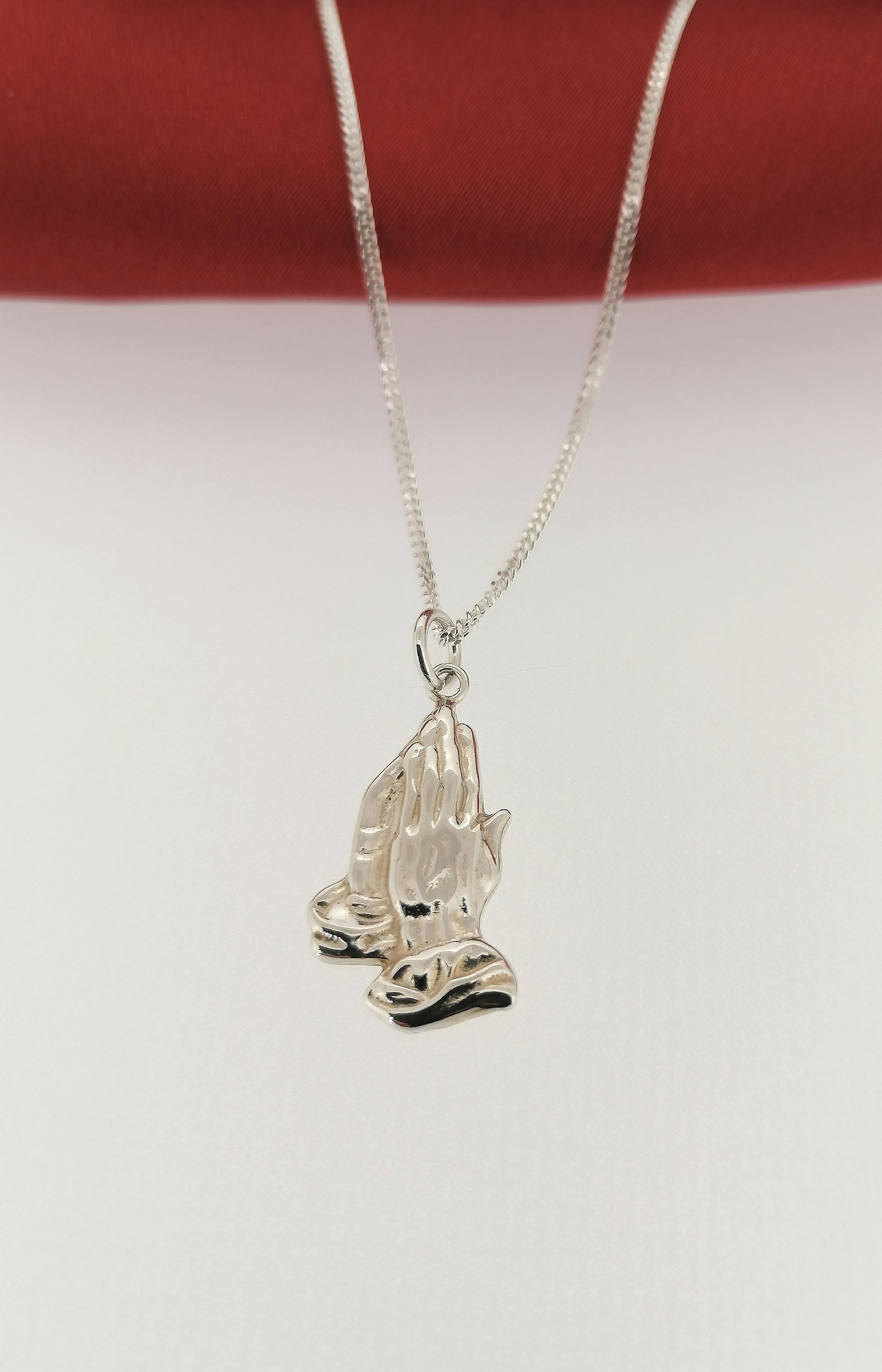 Praying Hands Pendant Sterling Silver Mens Womens