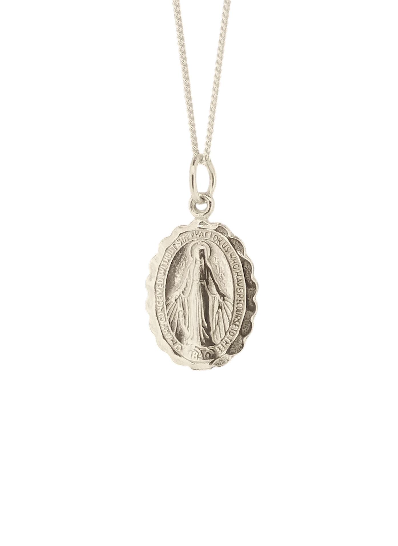 Miraculous Mary Small Medal Pendant Sterling Silver