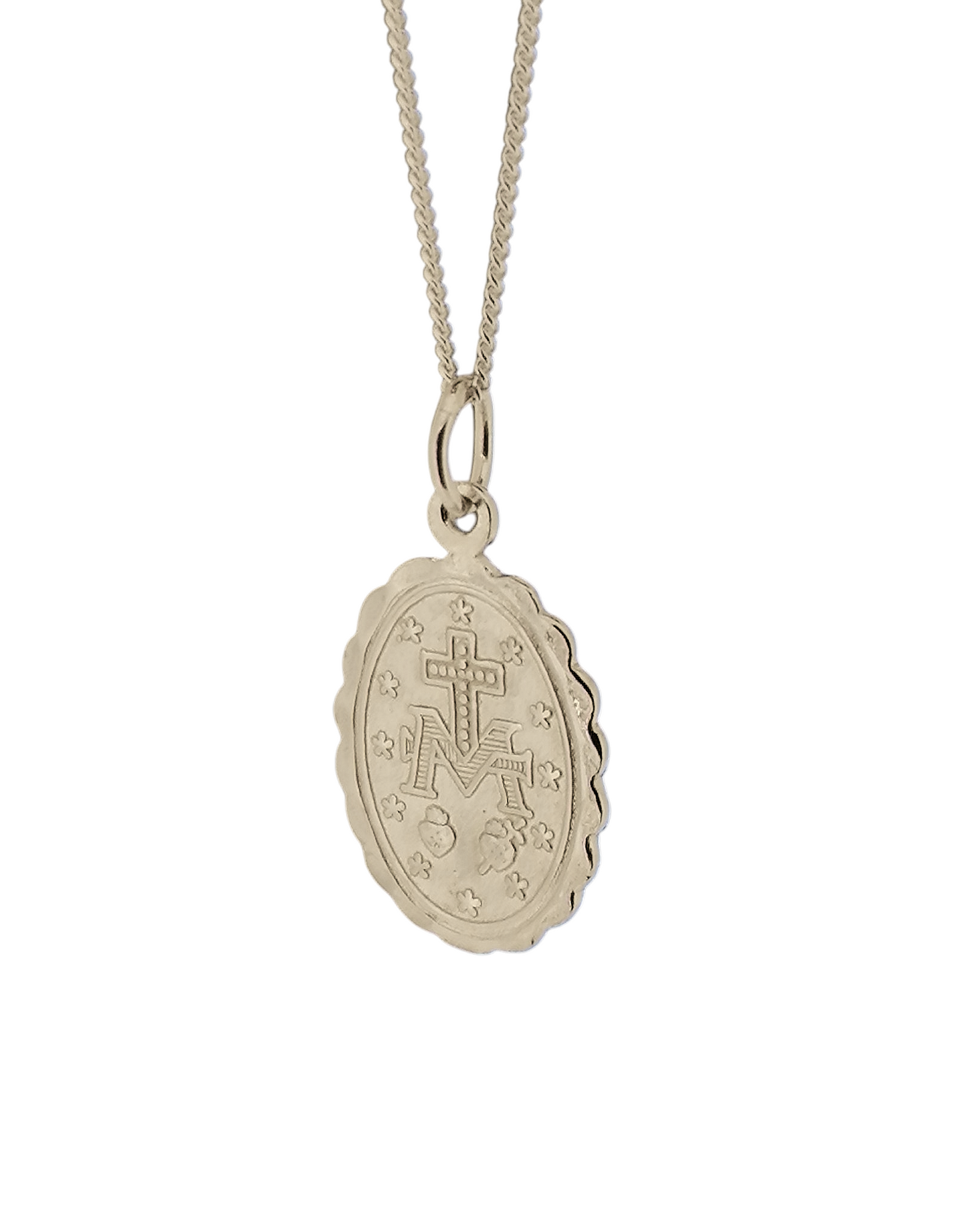 Miraculous Mary Small Medal Pendant Sterling Silver