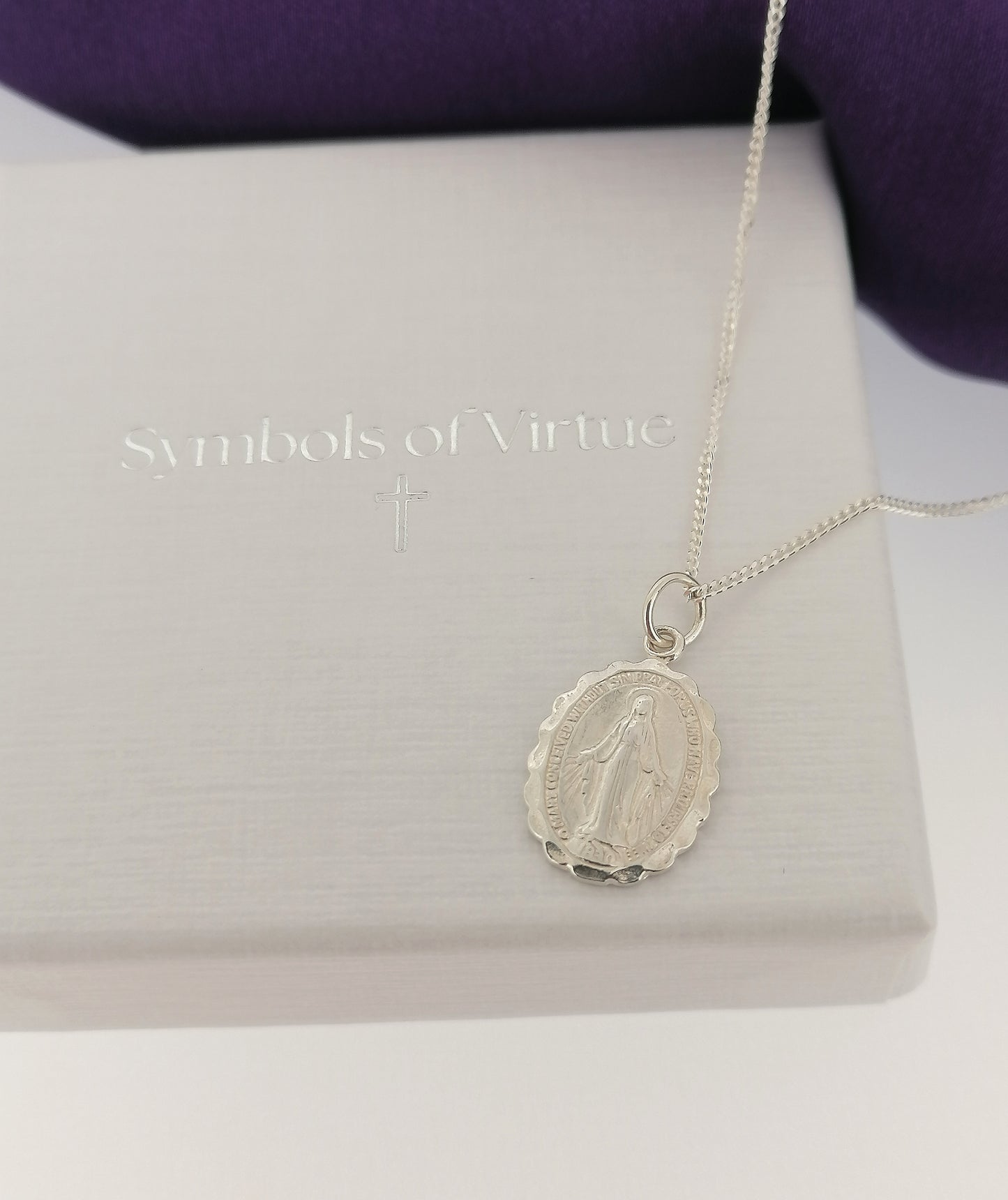 Miraculous Mary Small Medal Pendant Sterling Silver