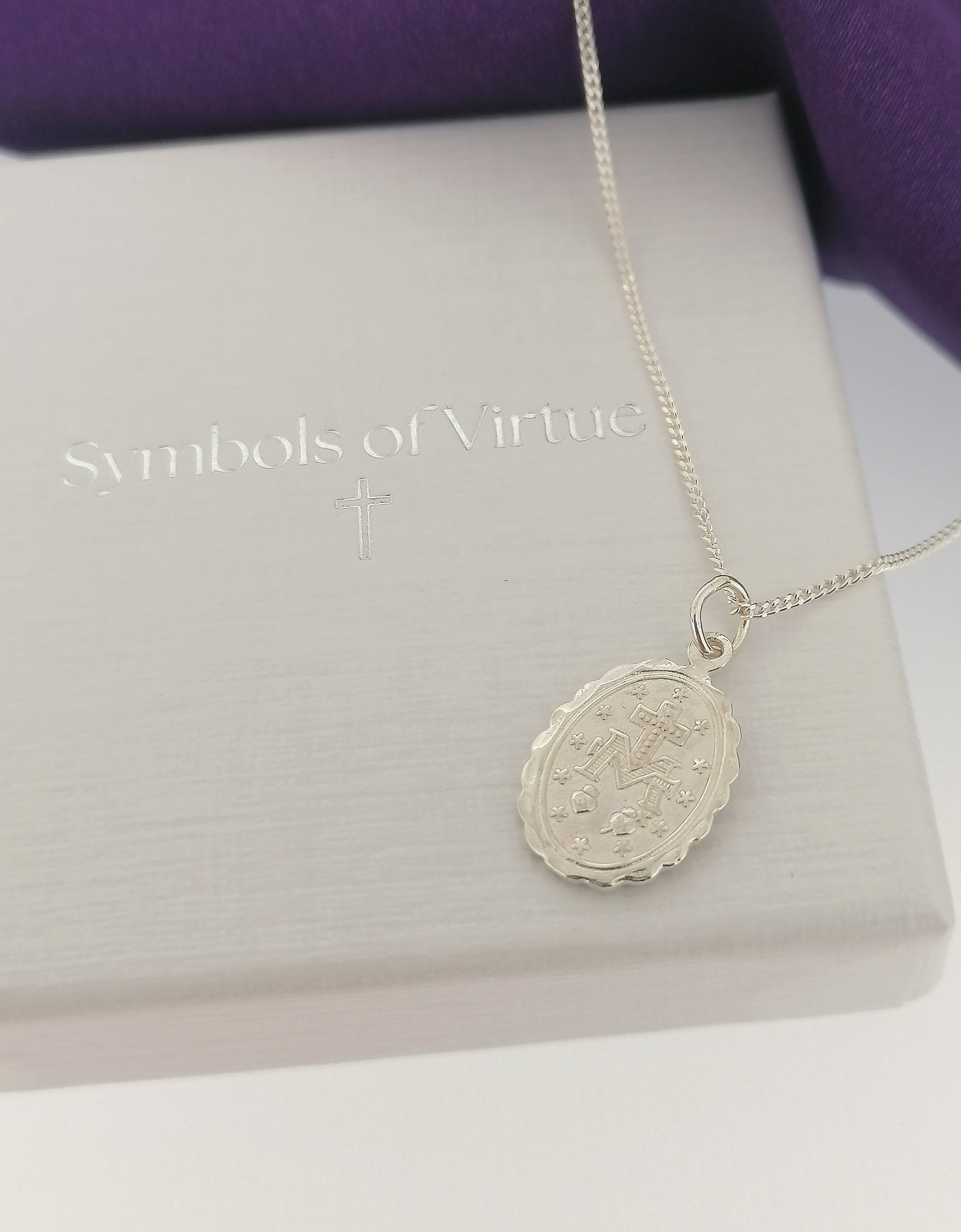 Miraculous Mary Small Medal Pendant Sterling Silver