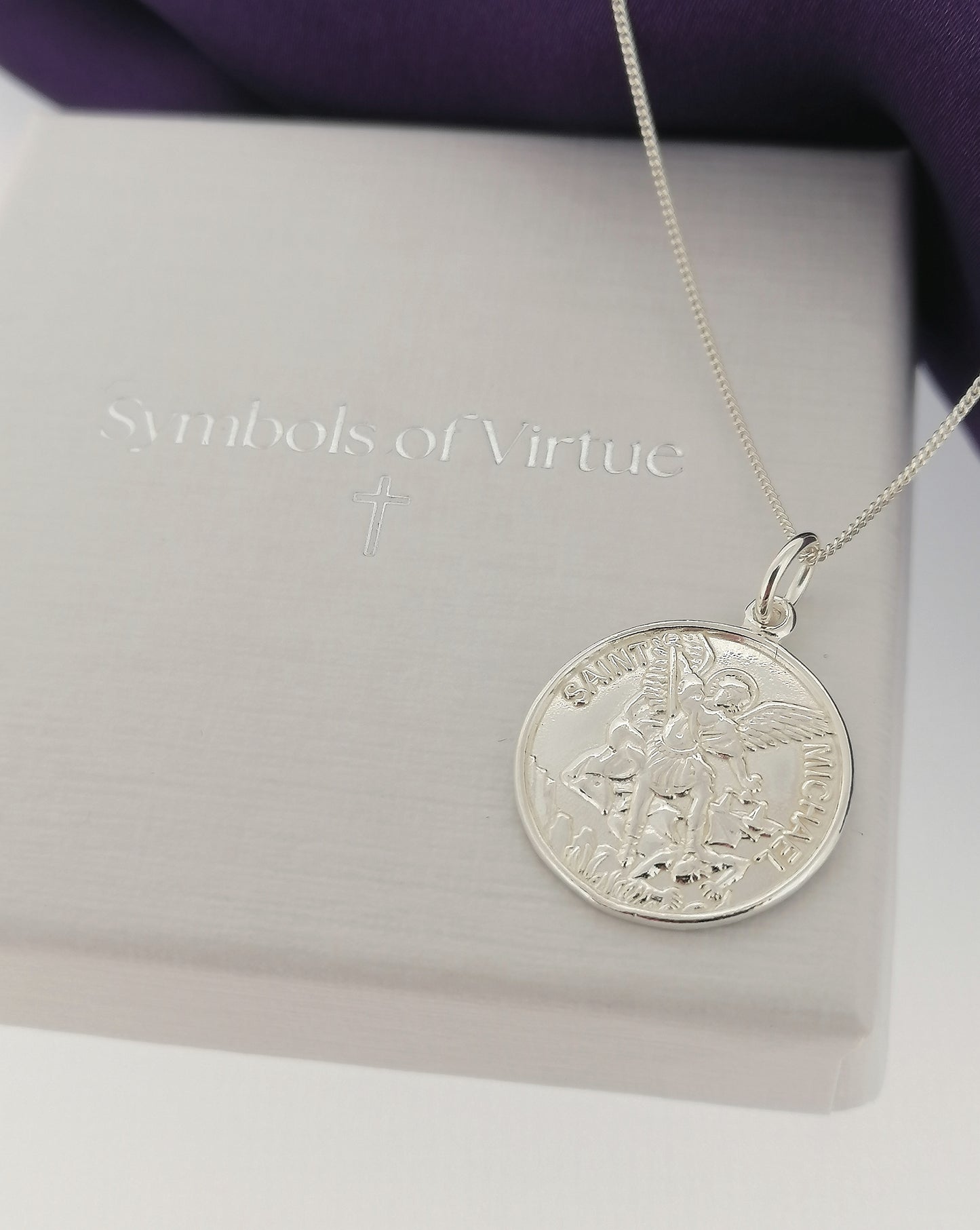 Saint Michael Medal Pendant Sterling Silver