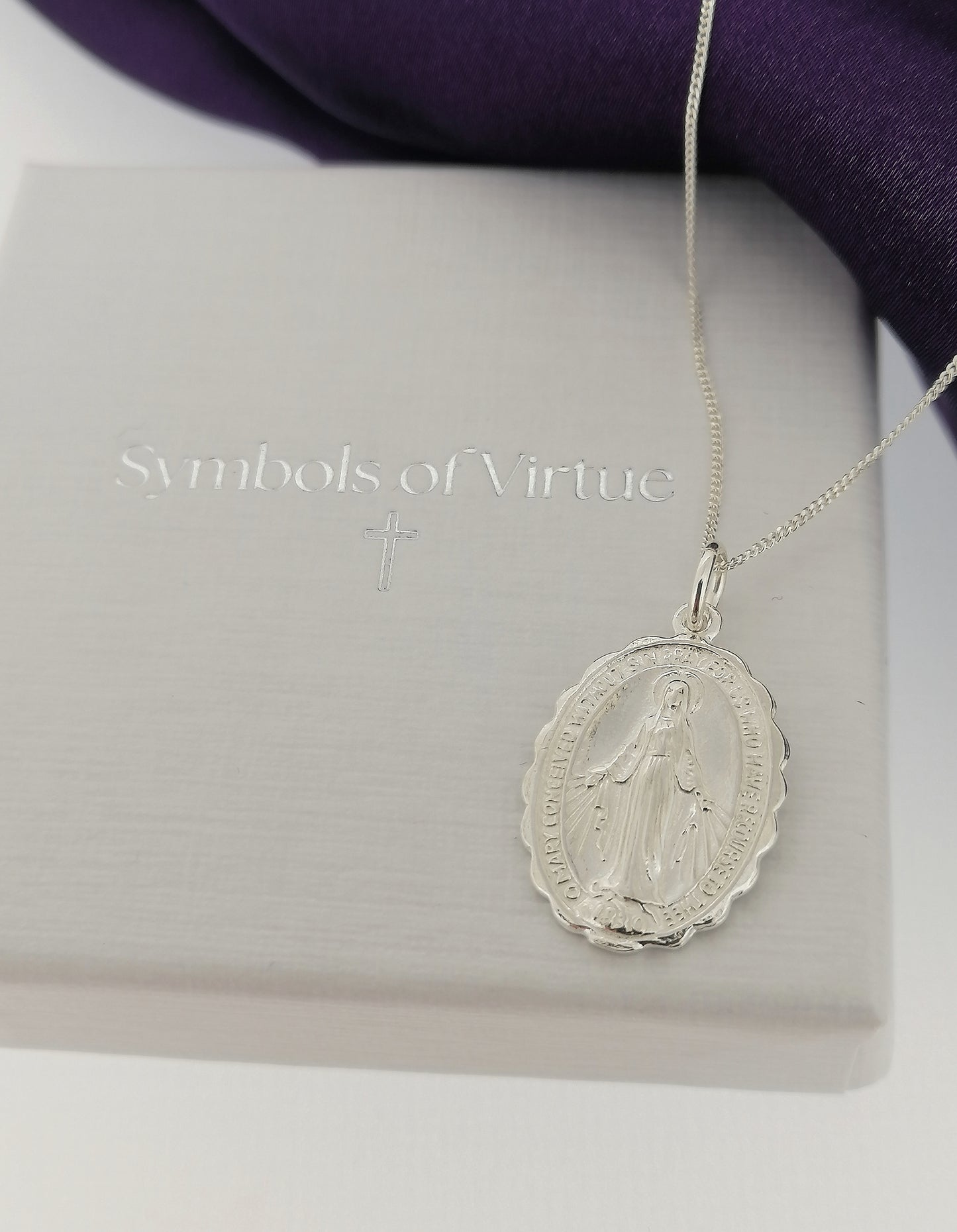 Miraculous Mary Medal Pendant Sterling Silver