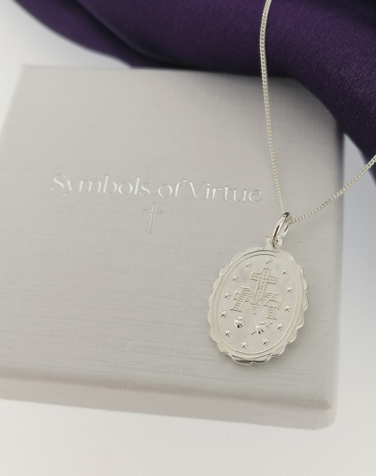 Miraculous Mary Medal Pendant Sterling Silver