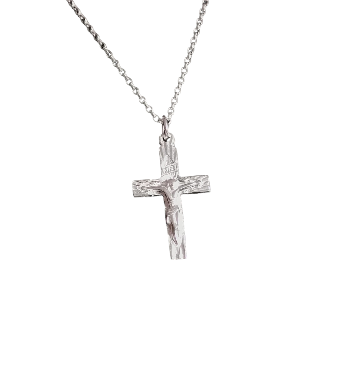 Jesus on the Cross Crucifix Pendant Sterling Silver 