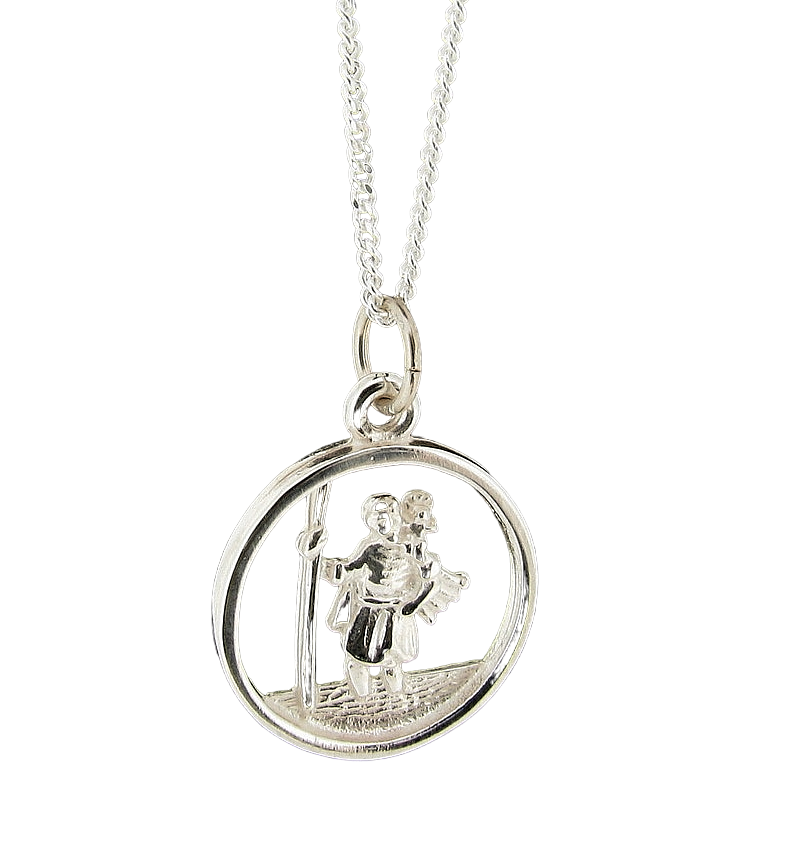 Saint Christopher Round Medal pendant sterling silver men's women's 
