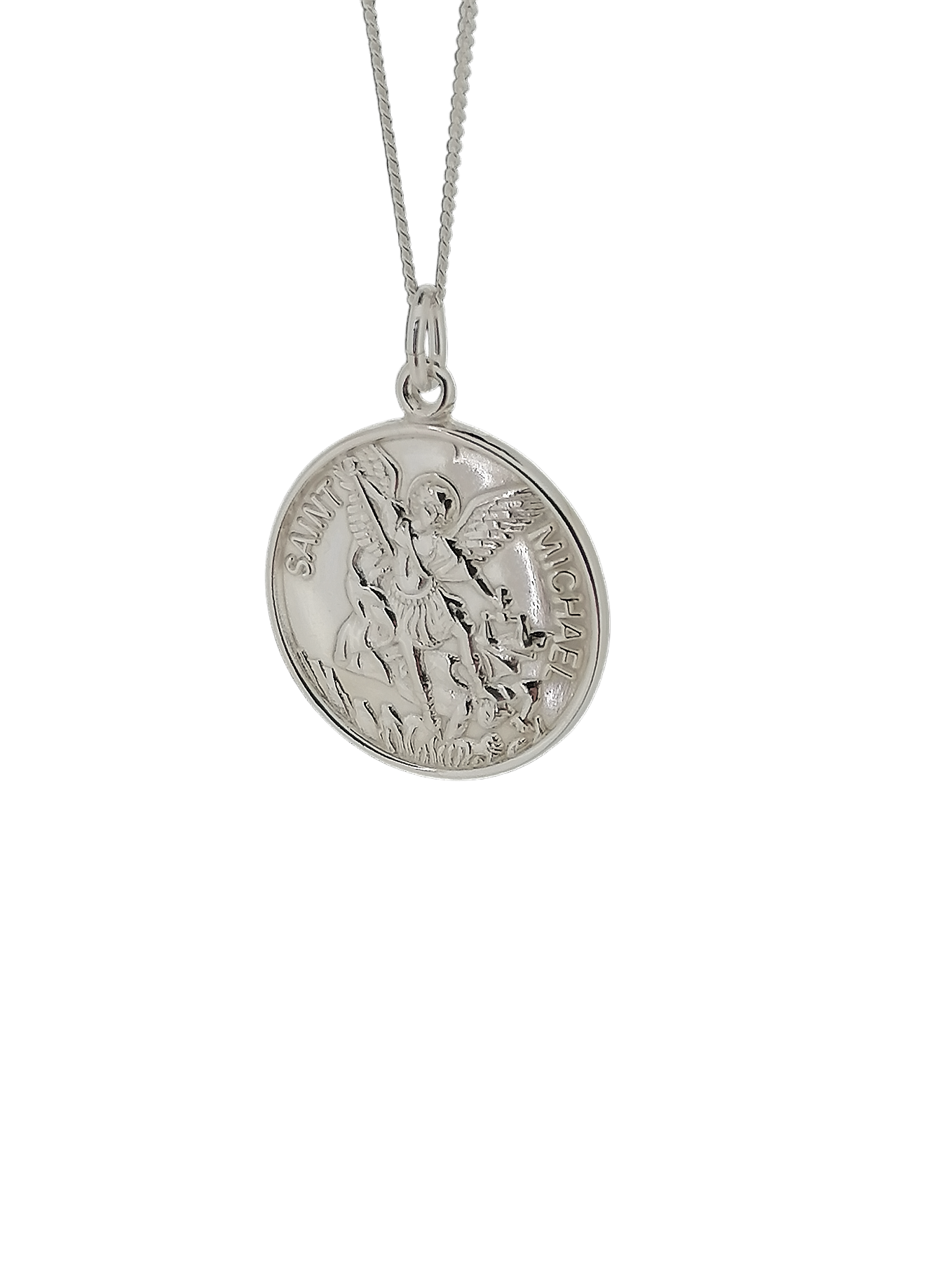 Saint Michael Medal Pendant Sterling Silver 