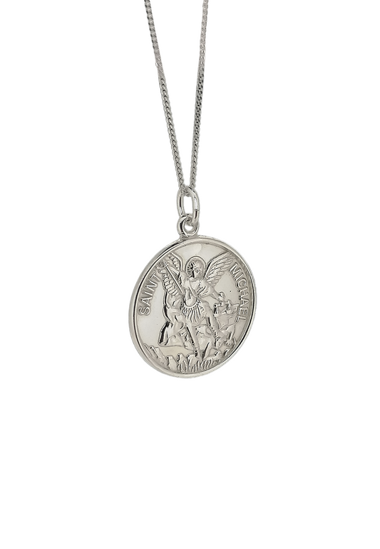 Saint Michael Medal Pendant Sterling Silver 